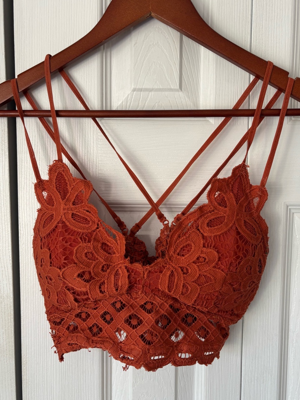Anemone Orange Rust Lace Bralette Size Medium